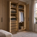 4x8mm FreeCut Mini Neon Flex Natural White 4000K recessed lighting in an oak fitted wardrobe