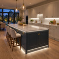 4x10mm FreeCut neon flex in natural white 4000K under kitchen cabinets and around an island — illustration