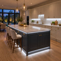 4x10mm FreeCut neon flex in cool white 6000K under kitchen cabinets and around an island — illustration
