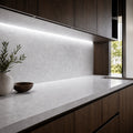 Illustrative 5000K FreeCut COB LED strip kitchen installation with continuous concealed lighting