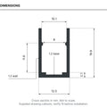 Dimensions of the plain bendable aluminium profile for 10x20mm IP67 Neon Flex; cross-section in millimetres