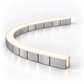 T-shaped 6x12mm neon flex fitted flush inside a curved plain aluminium profile