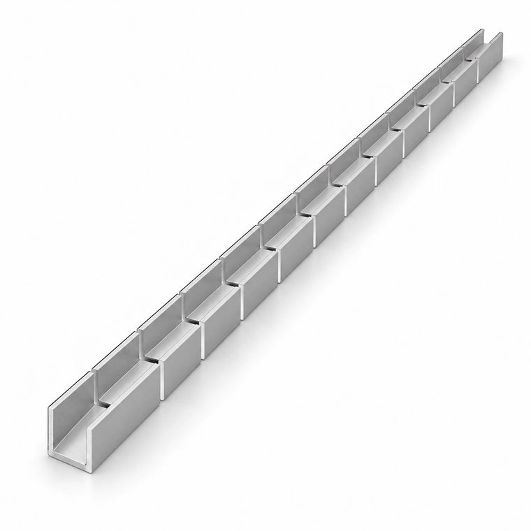 8x16mm plain bendable aluminium profile for IP67 neon flex shown straight on white