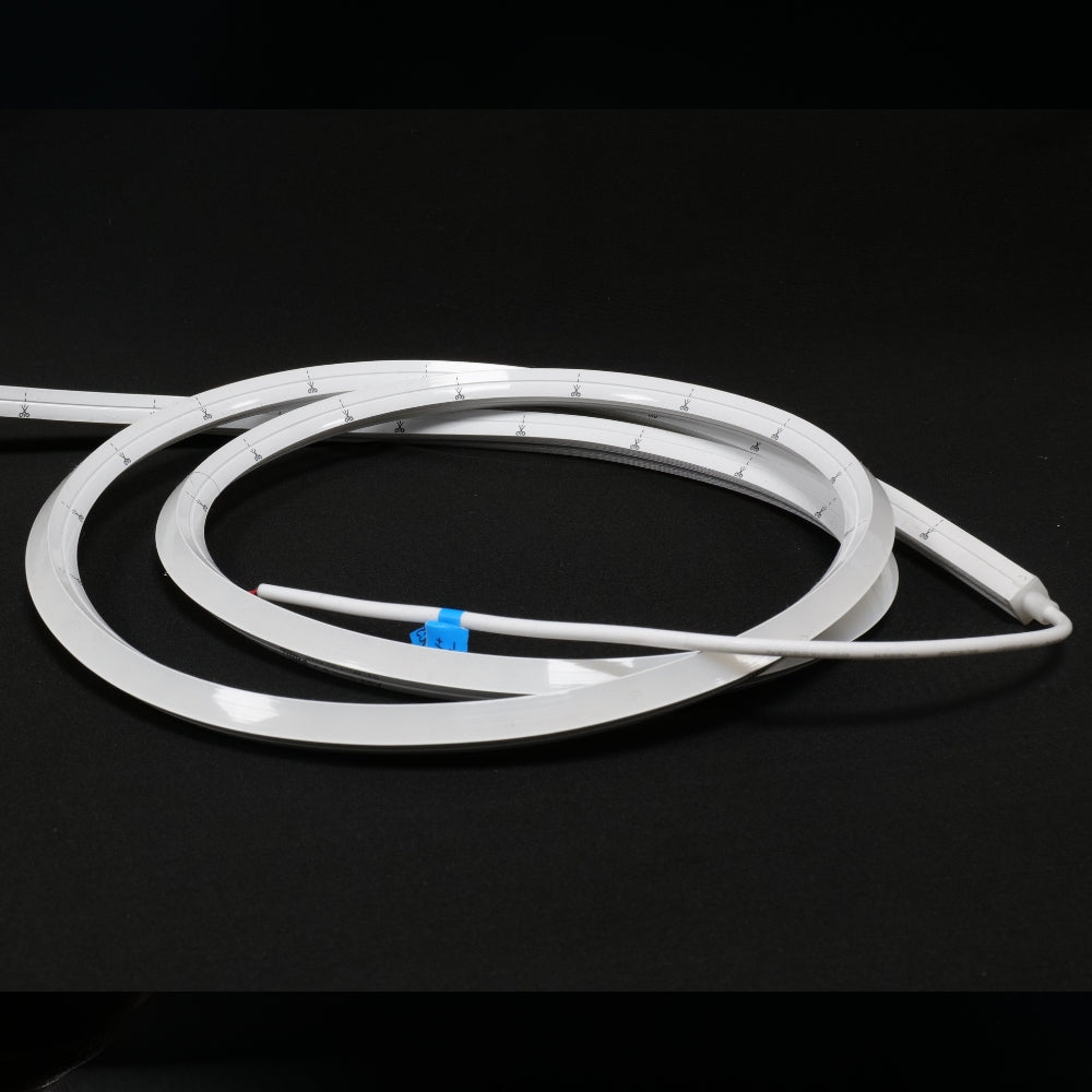 Natural White 4000K 10x10mm dual bend neon flex cut point detail — 4.17cm interval