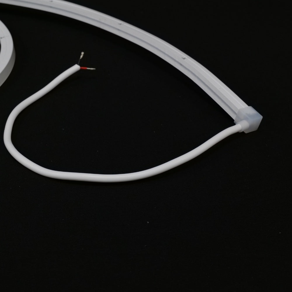Close-up of 2700K warm white 10x10mm top bend neon flex, 144 LEDs per metre, CRI over 85