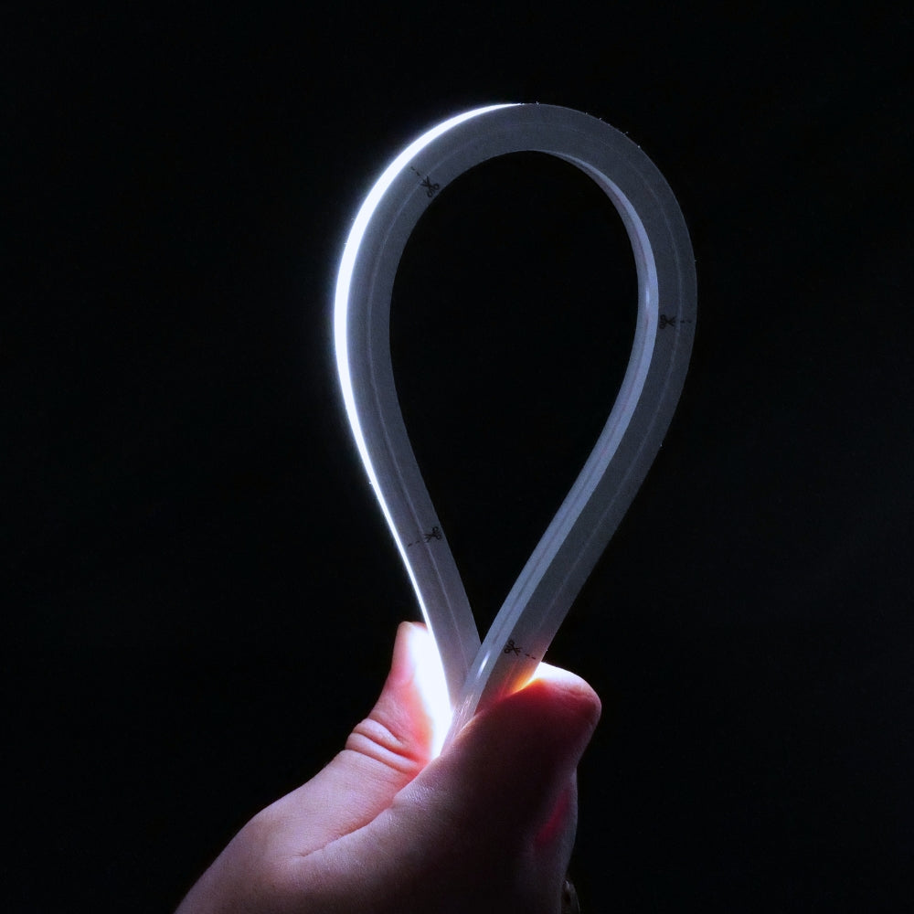 Top bend neon flex up a vertical signage stroke, 6000K cool white 10x10mm IP67