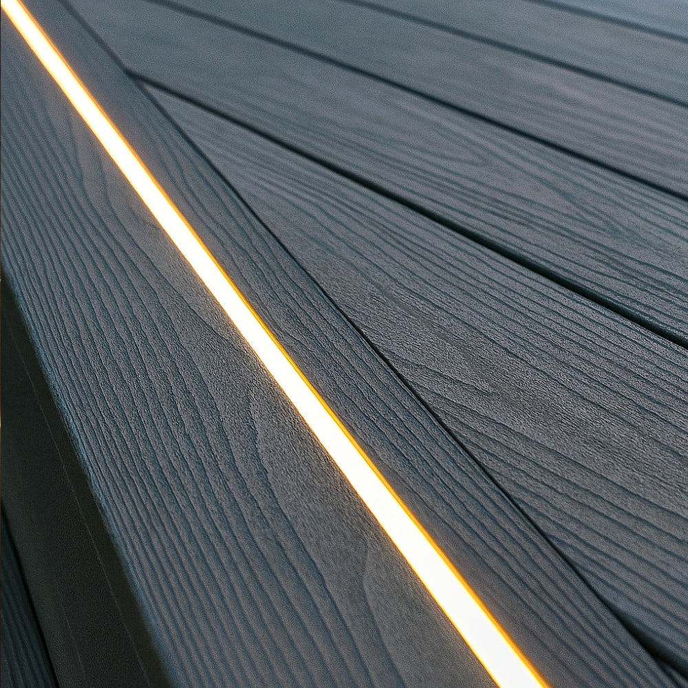 3000K warm white 10x10mm LED neon flex outdoor decking install, 48V IP67