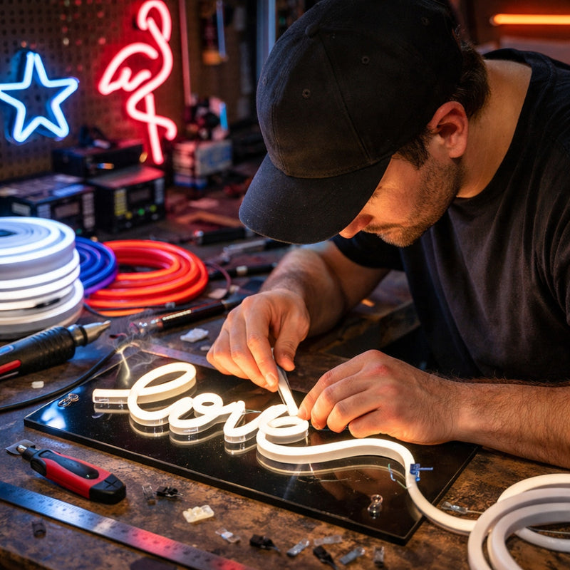 led neon signs making