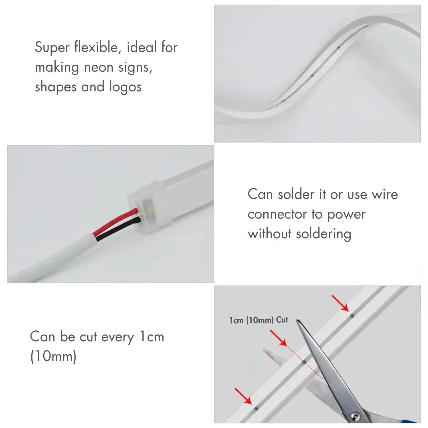 Mini Warm White Neon Flex 3000K 12V 6x12mm IP65 Waterproof 1cm Cut - ATOM LED