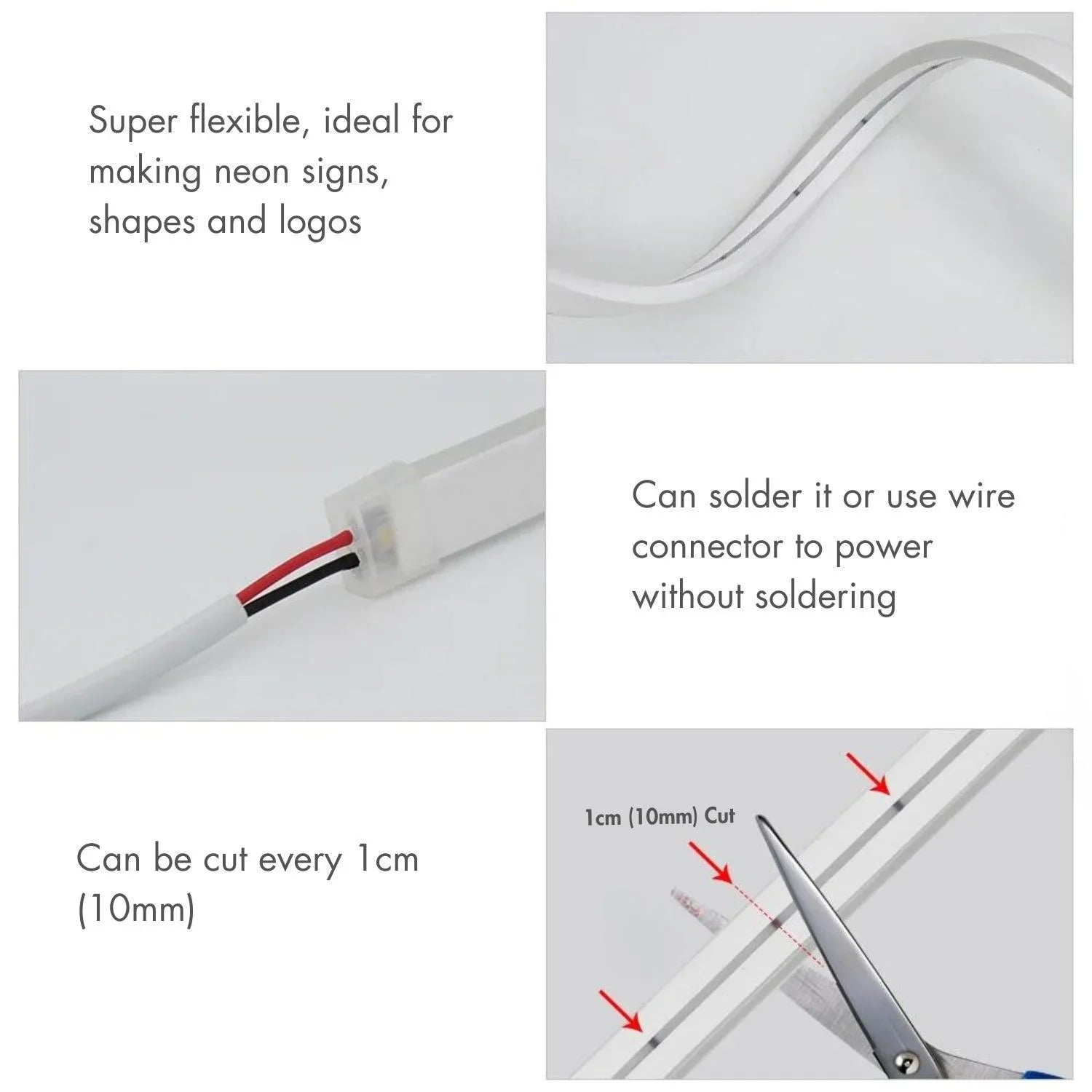 Mini Orange LED Neon Flex 12V 6x12mm 120LED/m IP65 Waterproof 1cm Cut - ATOM LED