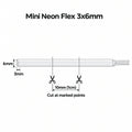 3x6mm mini neon flex cutting guide showing 10mm (1cm) cutting intervals