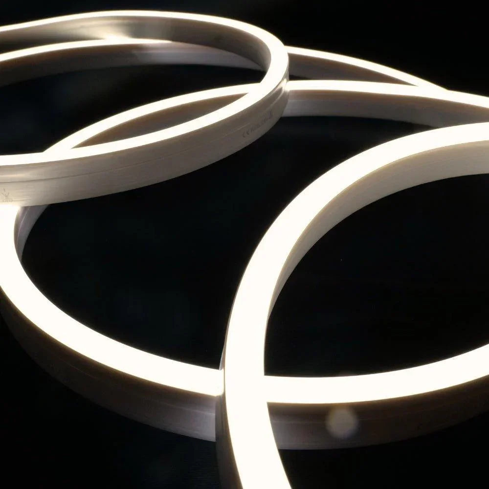 Natural White 4000K 8x16mm IP67 LED neon flex — 1cm cut points marked along silicone body