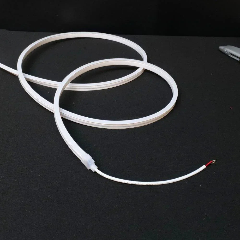 Natural White 4000K 8x16mm 24V neon flex — coiled reel showing 15m continuous run length