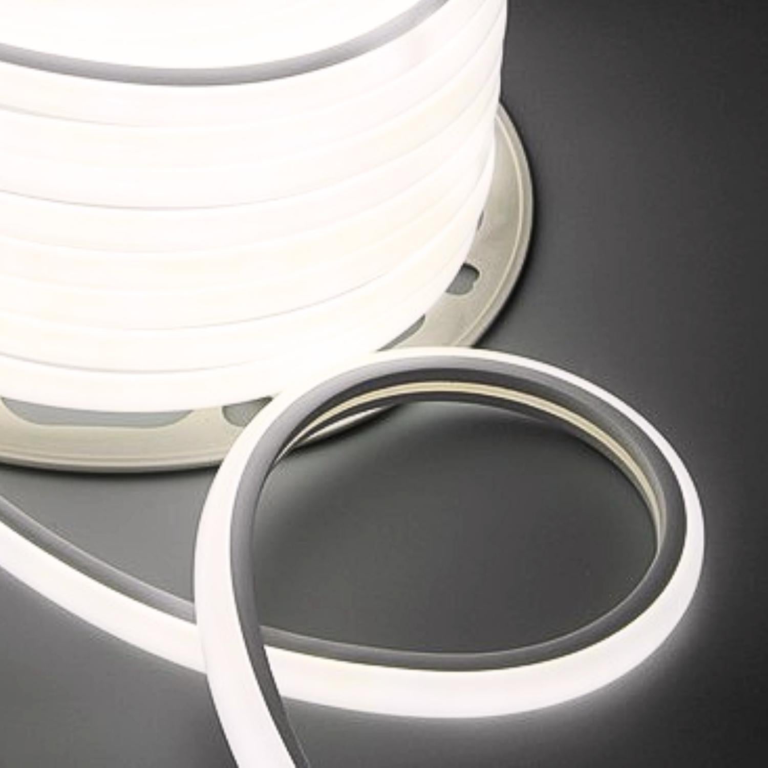 Natural White LED Neon Flex 16x16mm D Shape Vertical Bending 120LEDs/m 220V 240V IP67 Waterproof with UK Plug - ATOM LED