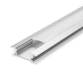 Silver 2 metre 25x7mm recessed aluminium LED profile opal cover