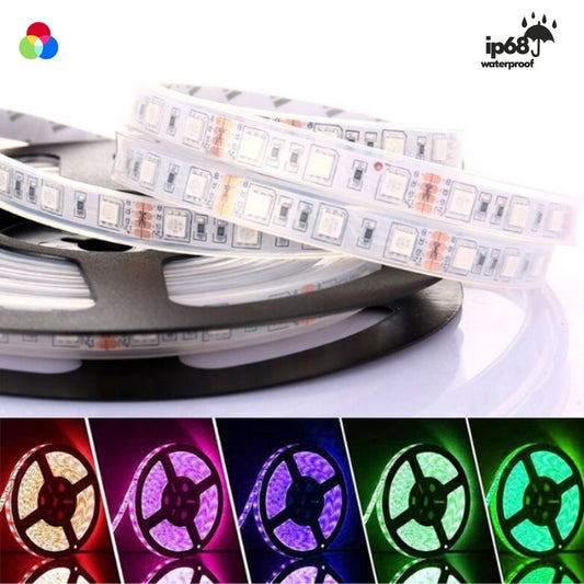 RGB LED Strip DC 12V 5m 5050 IP68 Waterproof 60LED/m For Outdoor Use