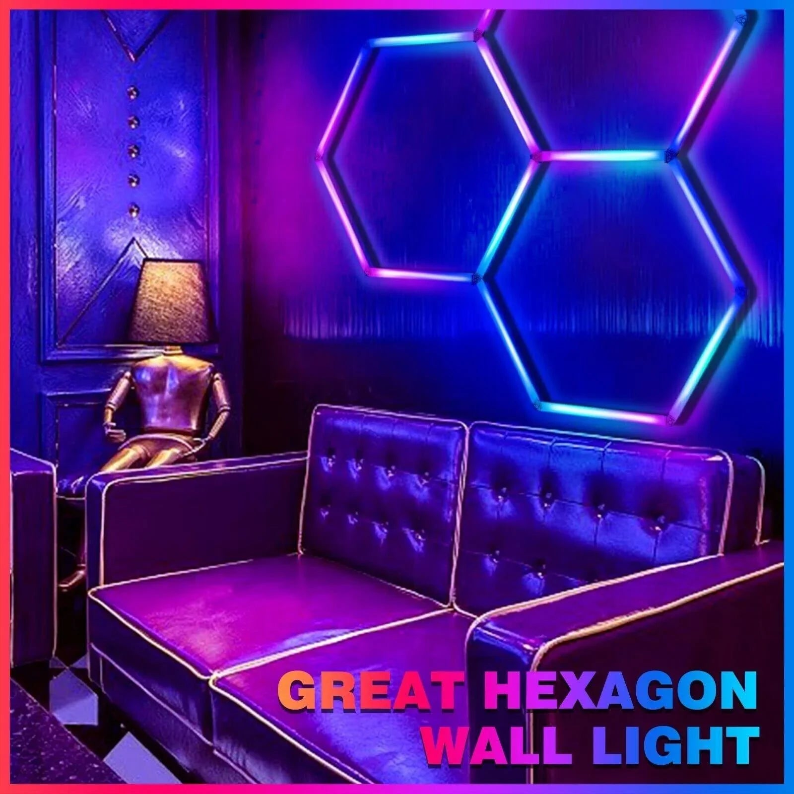 RGB Hexagrid LED Hexagon Ultrabright LED Multicolour Hex Lights - Four Hex Grid - ATOM LED