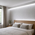 Illustrative indoor bedroom cove installation showing Daylight 5000K SCOB LED strip lighting