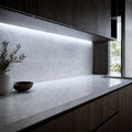 Illustrative indoor under-cabinet installation showing Cool White 6500K SCOB LED strip lighting