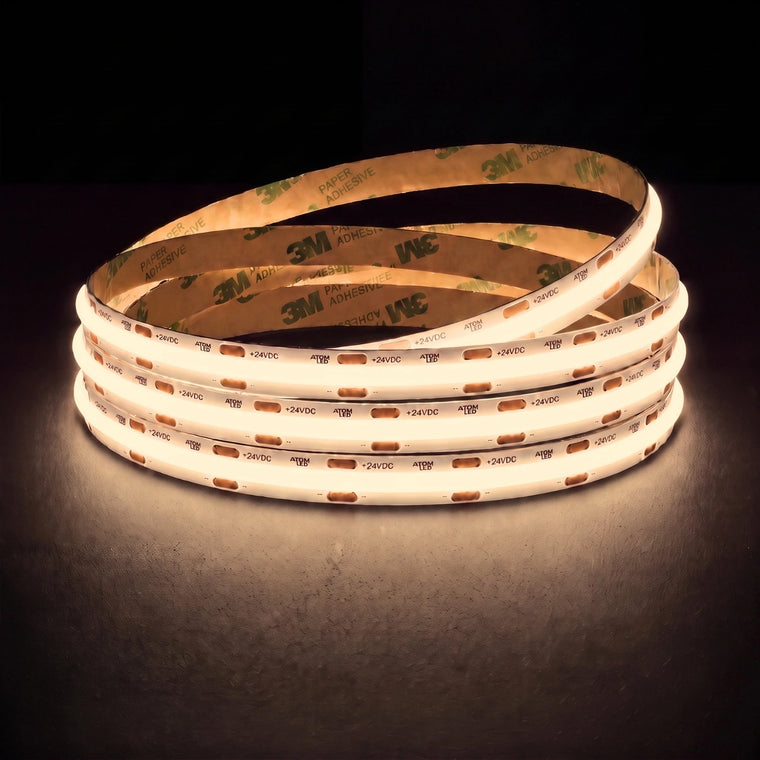 Warm White 3000K Special COB LED strip, 24V, 10mm wide, illuminated reel