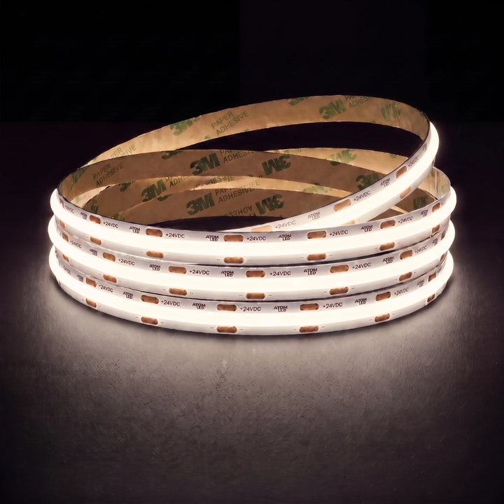 Natural White 4000K Special COB LED strip, 24V, 10mm wide, illuminated reel