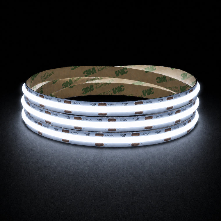 Cool white 6500K COB LED strip 48V 10mm ultra long reel