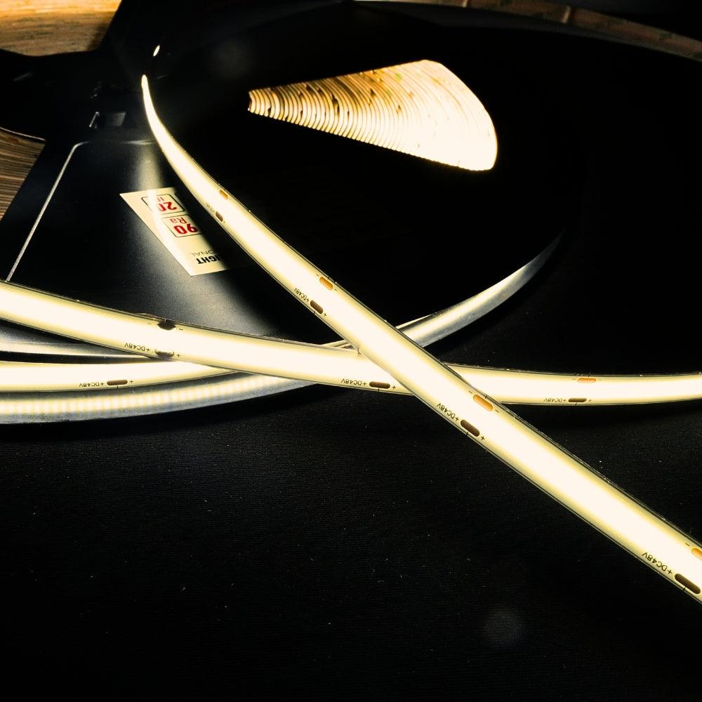 Ultra Long Warm White 3000K COB LED Strip 48V 480LEDs/m IP20