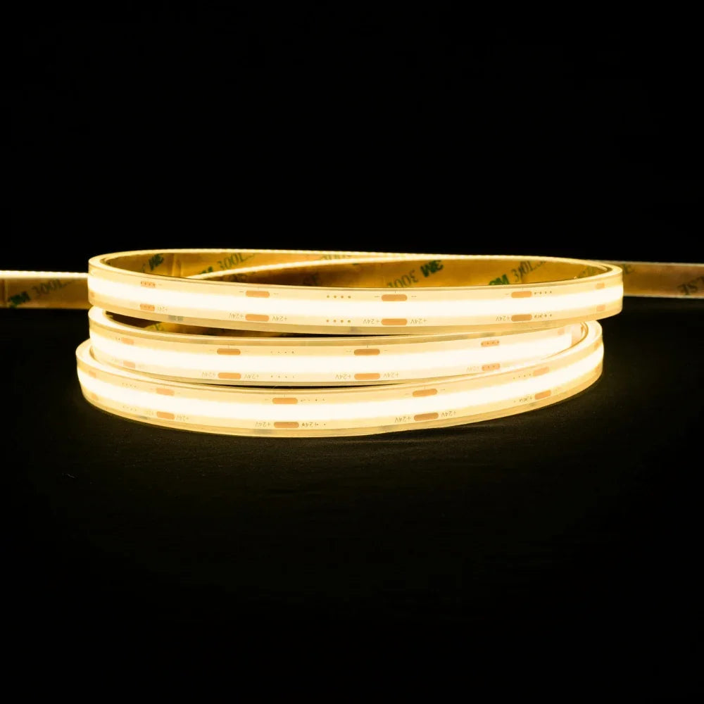 Warm White 3000K COB LED Strip 24V 384 LEDs/m IP68 Waterproof