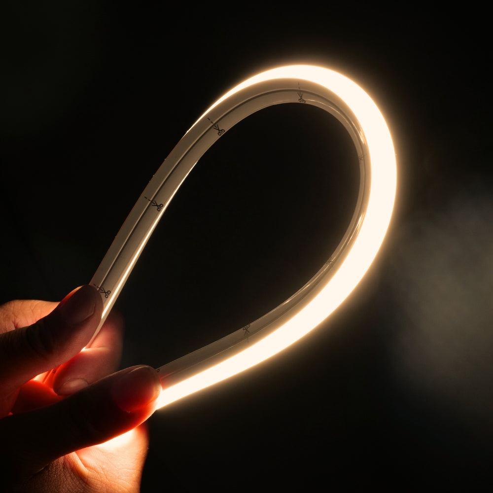 Warm White 3000K 10x10mm dual bend neon flex cut point detail — 4.17cm interval
