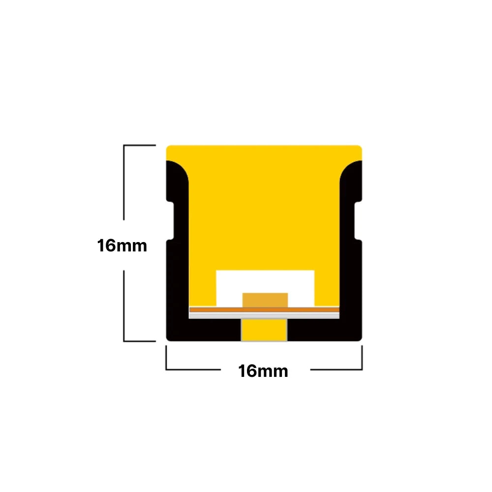 Cool White Neon Flex 6000K 48V 16x16mm Top Bend IP67 Waterproof 50m