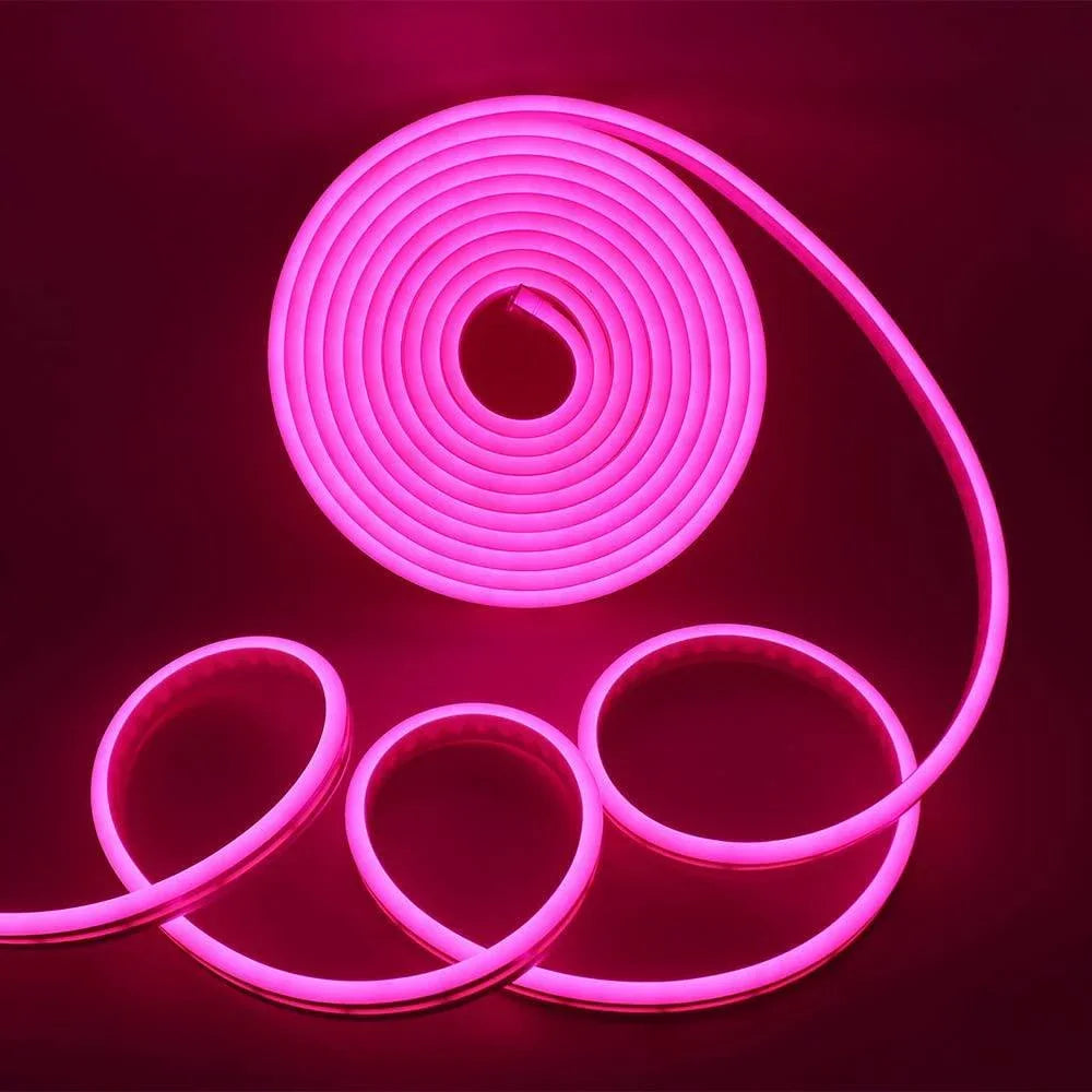 Pink Neon Flex 12V 6x12mm 120LEDs/m IP65 Waterproof 2.5cm Cut Kit - ATOM LED