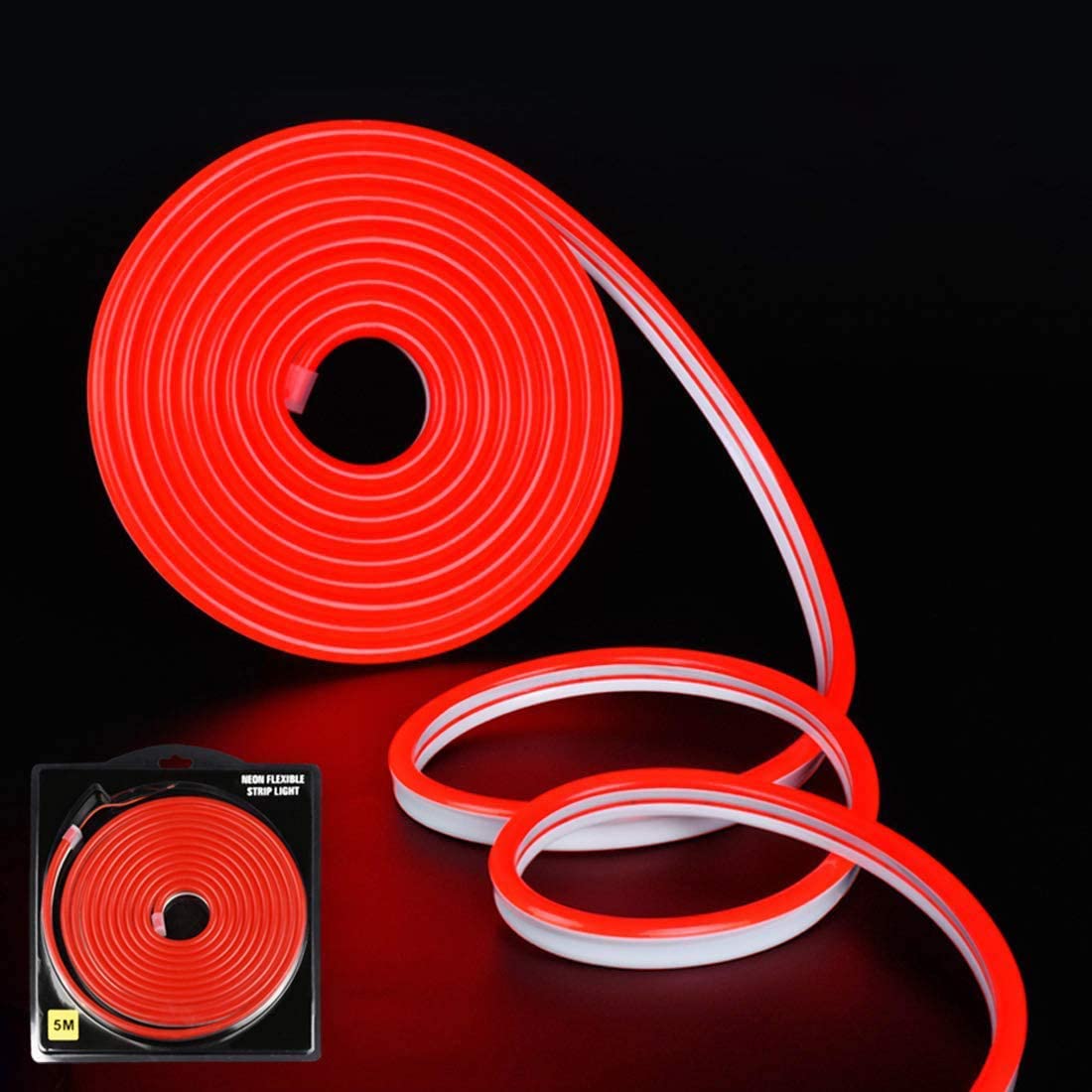 Red Neon Flex 12V 6x12mm 120LEDs/m IP65 Waterproof 2.5cm Cut Kit - ATOM LED