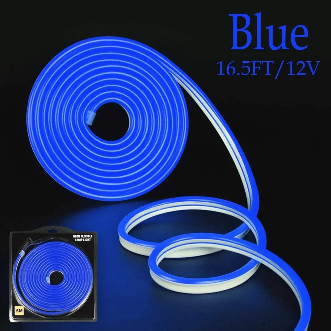 Mini Blue LED Neon Flex 6x12mm 12V 120LEDs/m IP65 Waterproof 2.5cm Kit ...