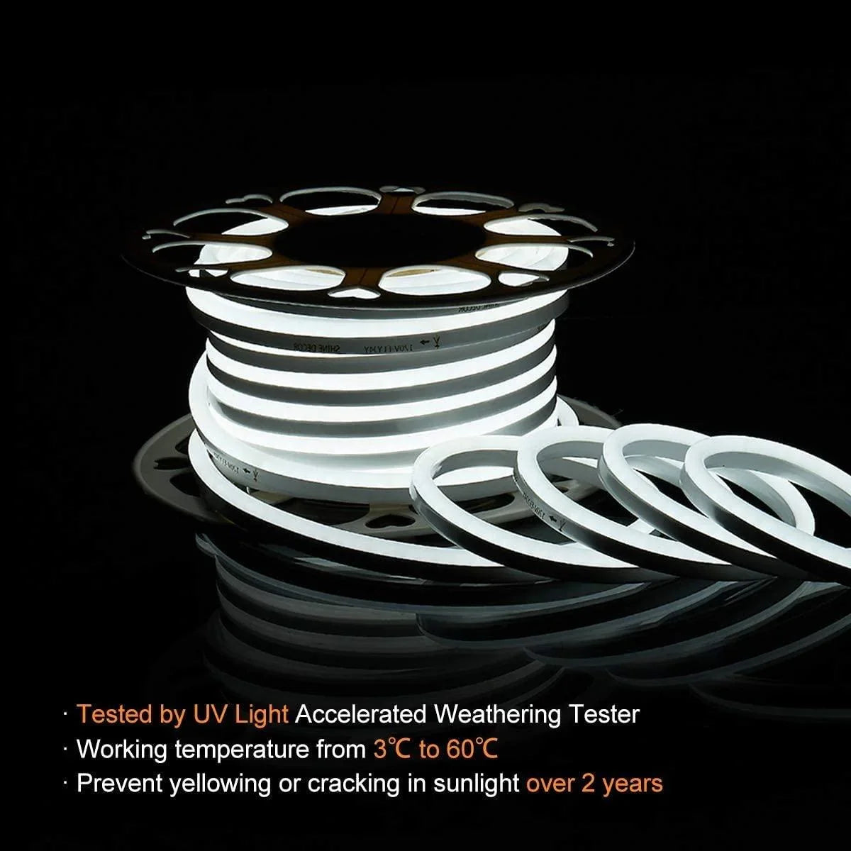 Cool White LED Neon Flex 24V DC Wireless 8x16mm 120LEDs/m IP65 Waterproof - ATOM LED