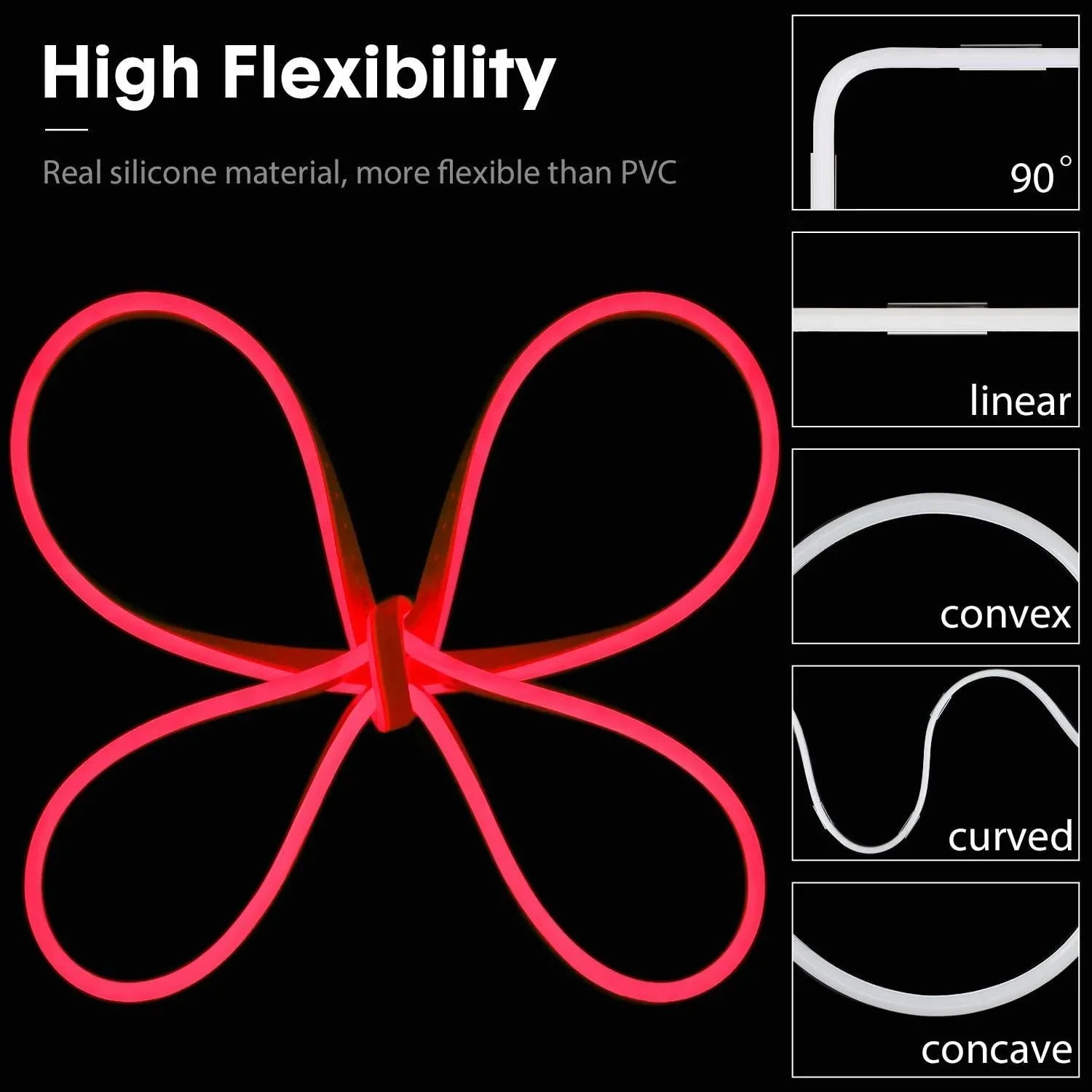 Red Neon Flex 12V 6x12mm 120LEDs/m IP65 Waterproof 2.5cm Cut Kit - ATOM LED