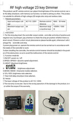 COB LED Strip AC 220 240V 8x16mm 23-Key RF Remote Control 1500W Dimmer Transformer for Brightness Adjustment - ATOM LED