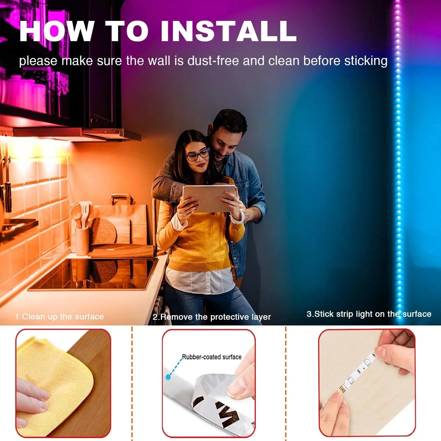 RGB LED Strip 10 Metre (5m+5m) 5050 12V IP20 Non Waterproof 300LED Full Kit - ATOM LED