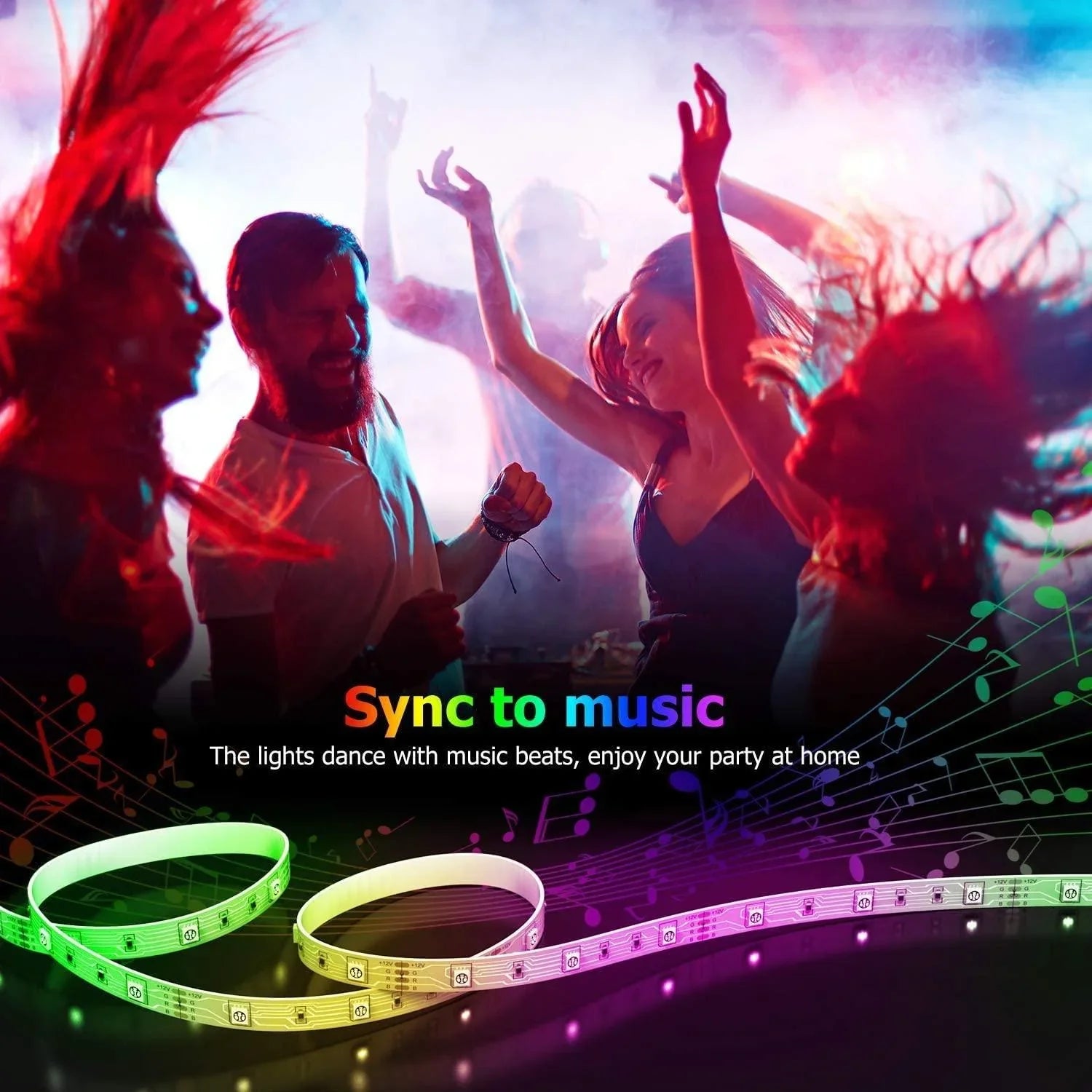 RGB LED Strip 10 Metre (5m+5m) 12V WiFi Wireless Control IP20 Non-Waterproof 300LEDs 10m Full Kit Work with Alexa and Google Home - ATOM LED
