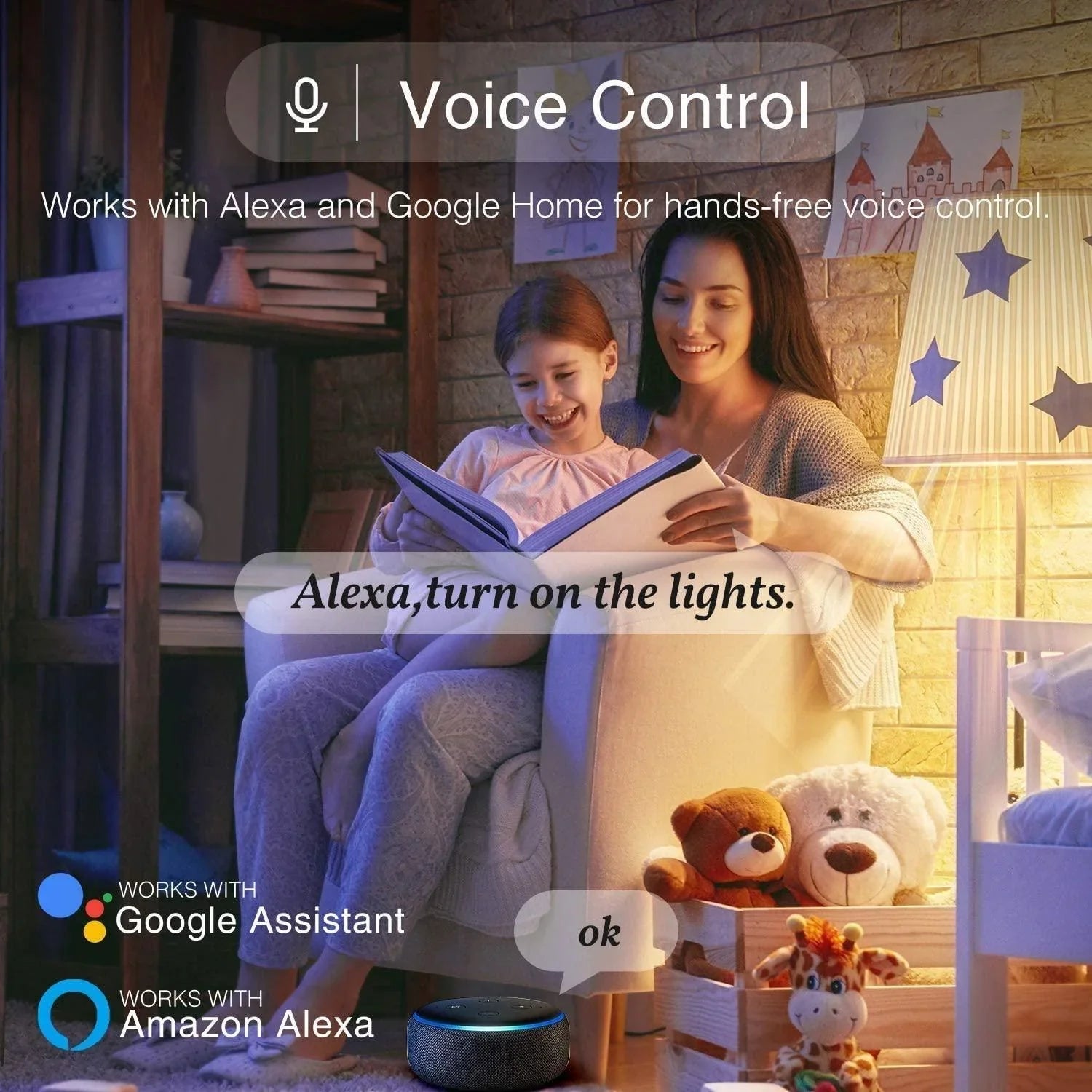 RGB LED Strip 10 Metre (5m+5m) 12V WiFi Wireless Control IP20 Non-Waterproof 300LEDs 10m Full Kit Work with Alexa and Google Home - ATOM LED