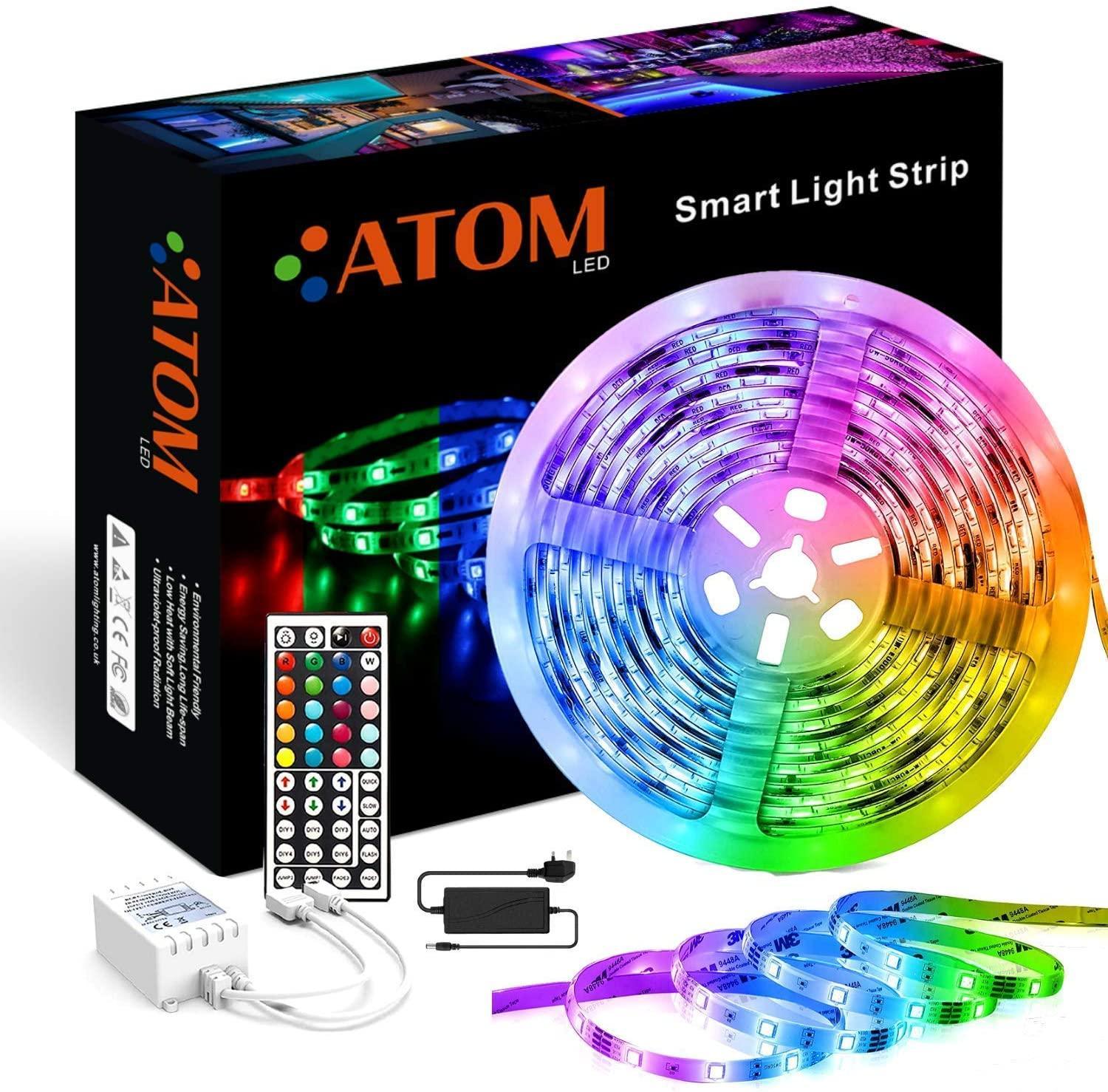 RGB LED Strip 12V SMD5050 IP20 Non-Waterproof 60LED/m 5 metre 300 LED Full Kit - ATOM LED