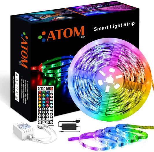 ATOM LED 5050 WiFi Wireless Control RGB LED Strip 12V IP67 Waterproof  300LEDs 5m Full Kit Compatible with Alexa and Google Home