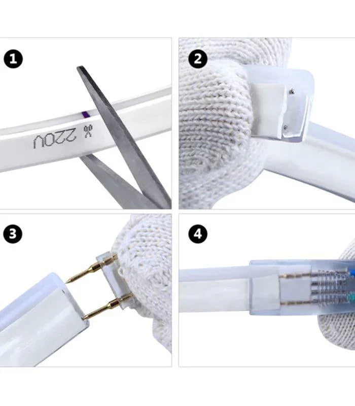 Cool White LED Neon Flex 220V 240V 8x16mm 120LEDs/m IP67 Waterproof with UK Plug - ATOM LED
