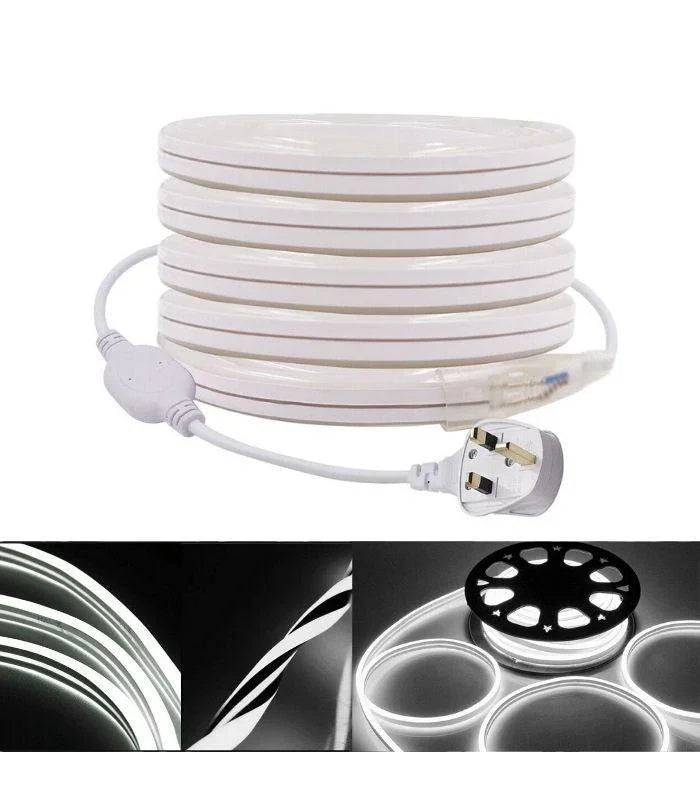 Cool White Neon Flex Double Side 220V 240V 120LED/m 8x16mm IP67 Waterproof Full Kit - ATOM LED