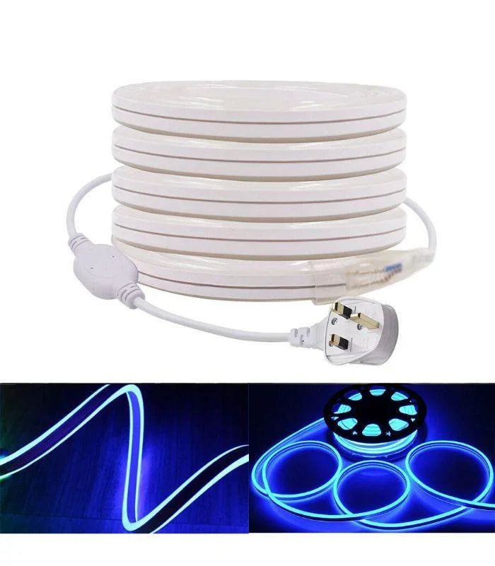 Blue Neon Flex Double Side 220V 240V 120LED/m 8x16mm IP67 Waterproof  Full Kit - ATOM LED