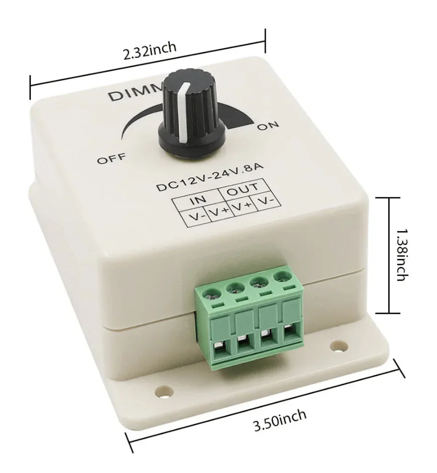 LED Strip & Neon Flex Dimmer Switch DC 12V 24V 8A Adjustable Brightness Single Colour - ATOM LED