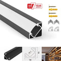 LED Strip Aluminium Corner Profile Black Milky Cover Channel 19x19mm - ATOM LED