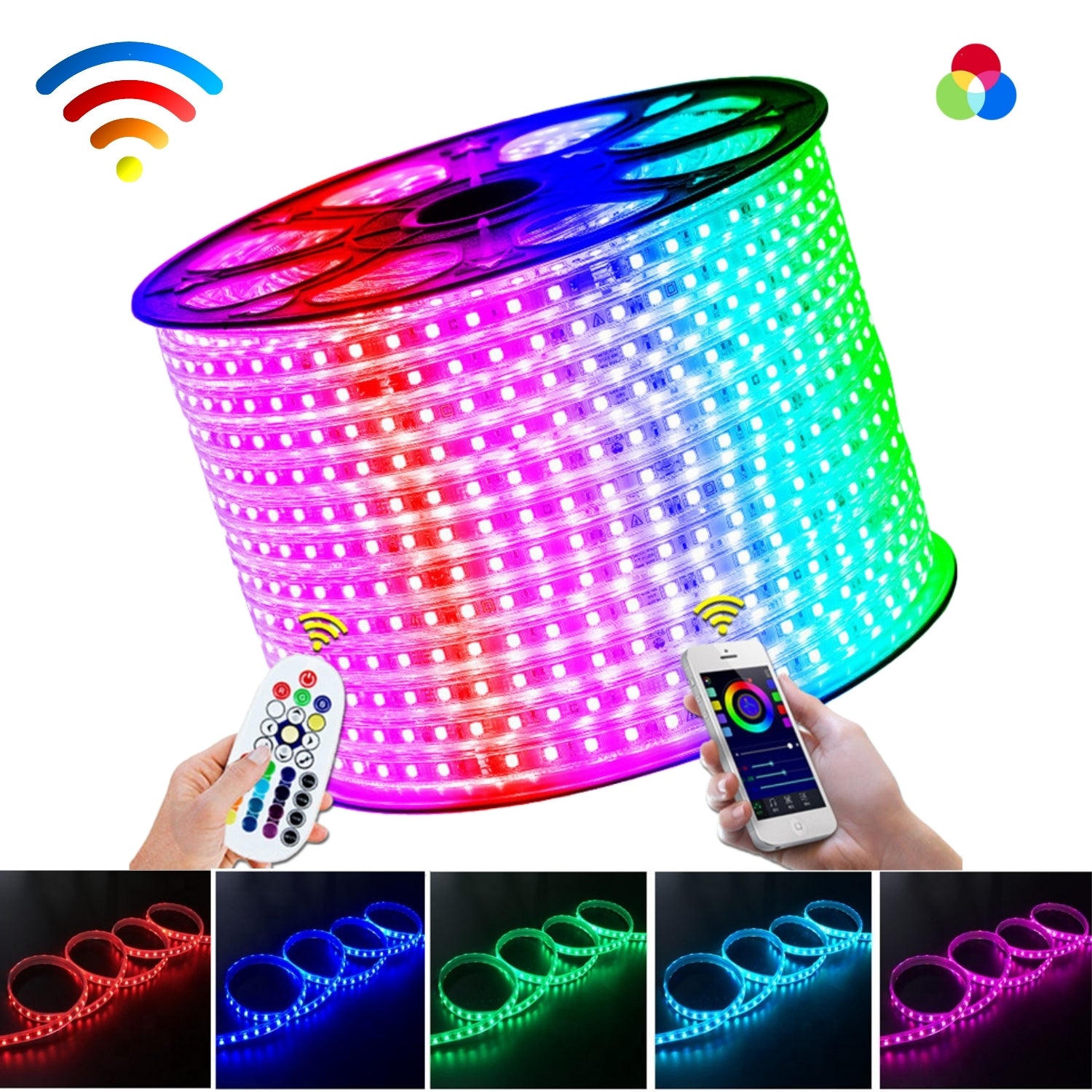 RGB LED Strip Light 220V 240V 60LEDs/m IP67 Waterproof WIFI App Control work with Google & Alexa - ATOM LED