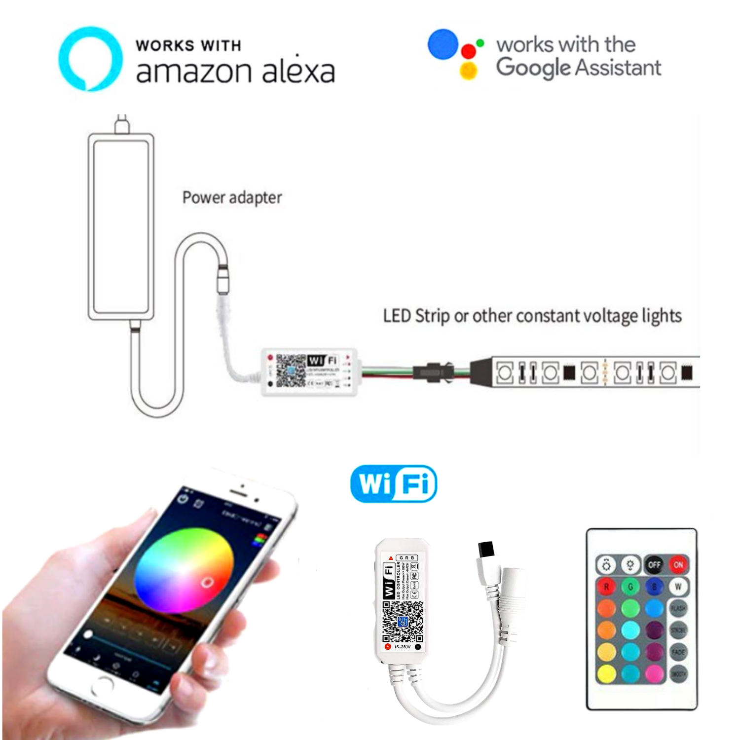 Mini RGB Neon Flex 12V 6x12mm IP65 Waterproof WIFI App Control works with Alexa & Google Home 5 Metre Kit - ATOM LED