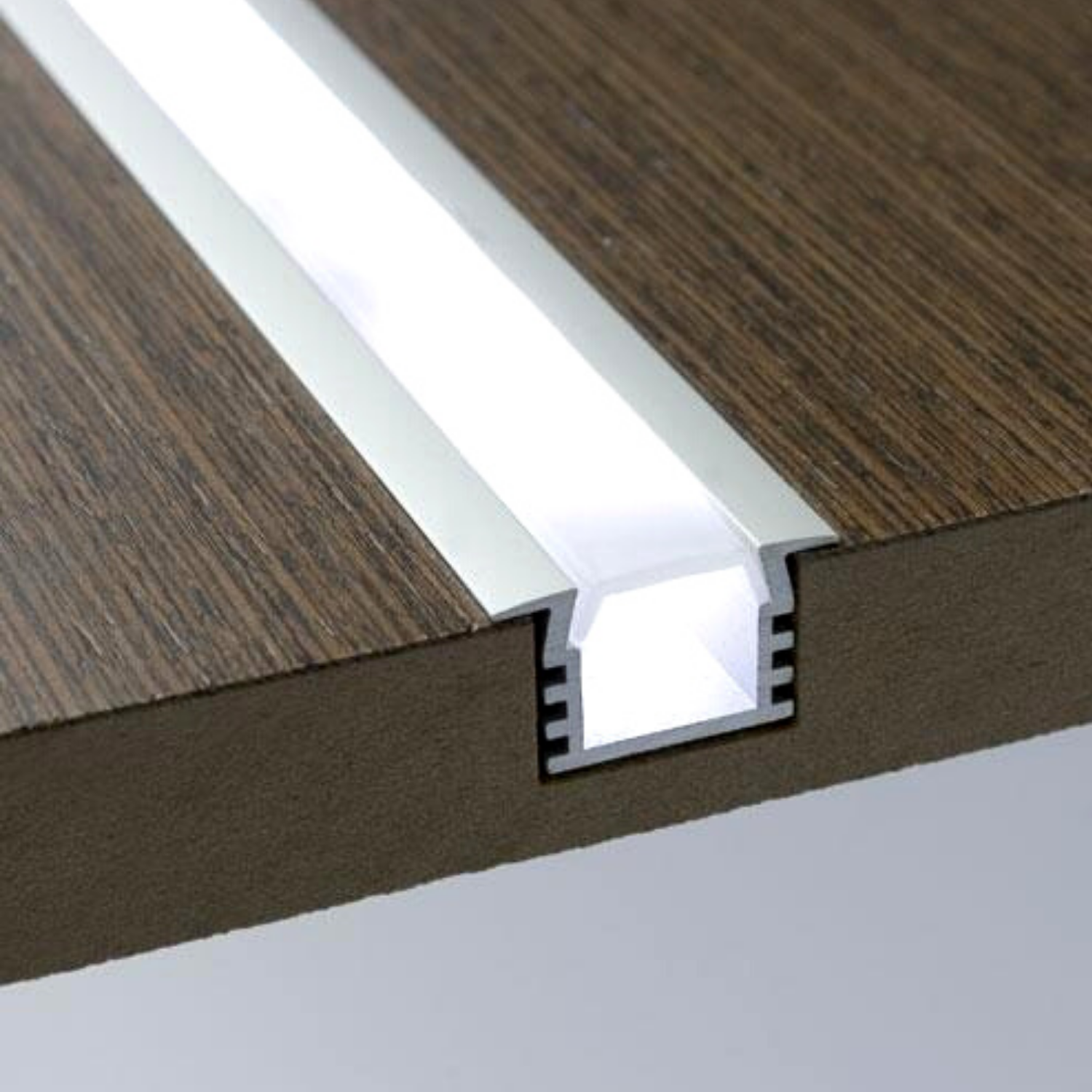LED Strip Light Aluminium Recessed Profile Milky Cover Cabinet LED Channel - ATOM LED