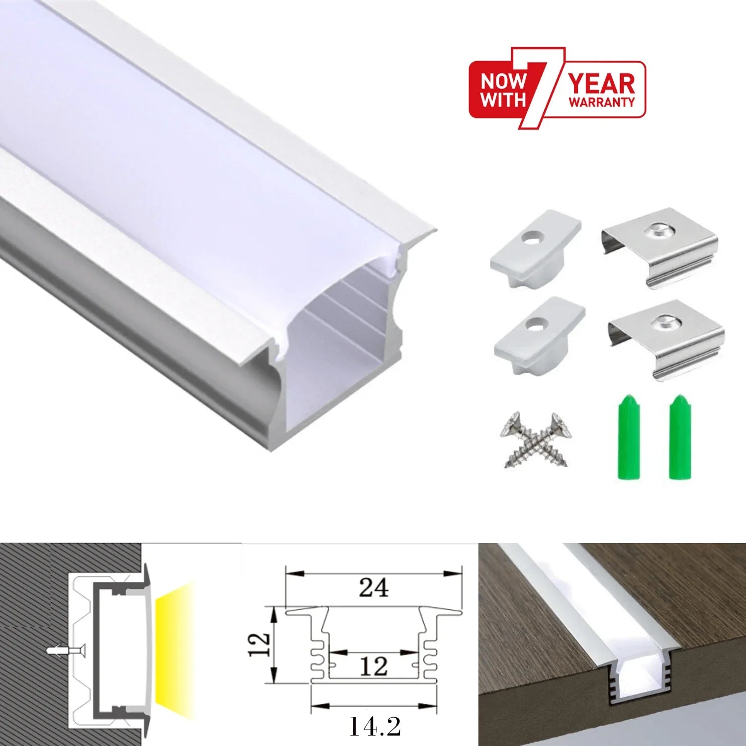 LED Strip Light Aluminium Recessed Profile Milky Cover Cabinet LED Channel - ATOM LED